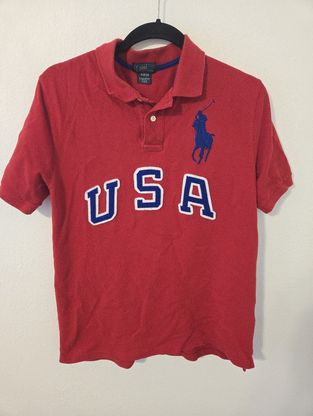 Polo Ralph Lauren USA Big Pony Polo Shirt Boys XL See Measurements. Comparable